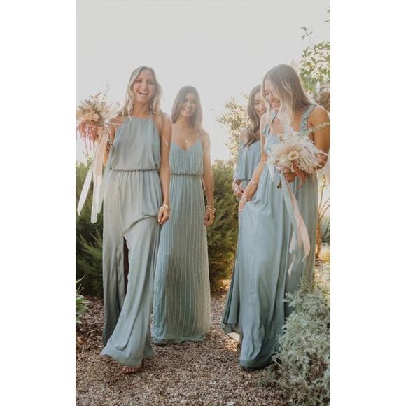 Show Me Your MuMu Heather Halter Dress Silver Sage Crisp XL NWT - Picture 9 of 9